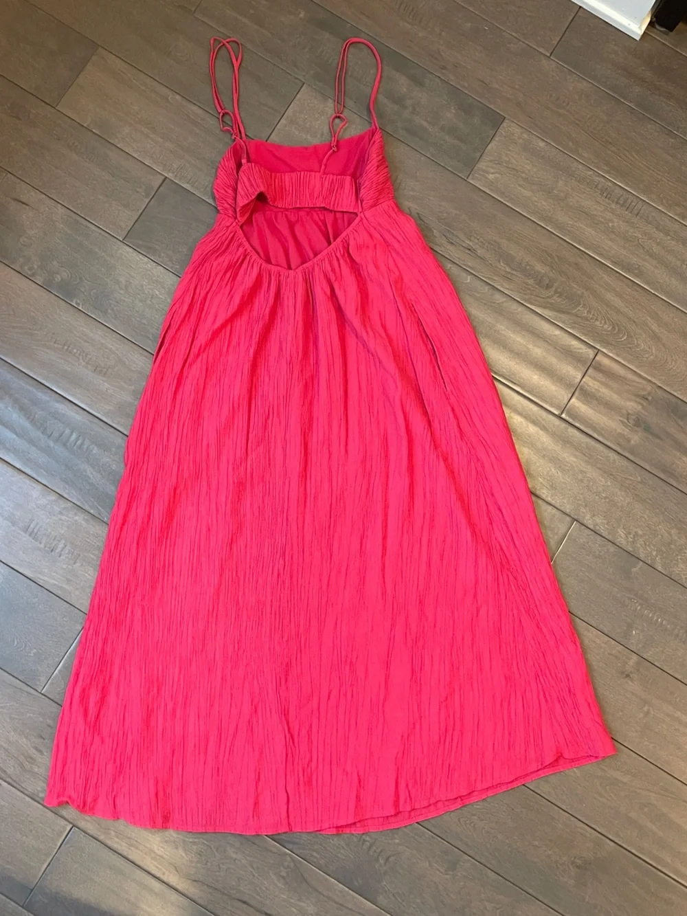 Abercrombie & Fitch Dark Coral Crinkle Textured Maxi Dress - Size XS Petite